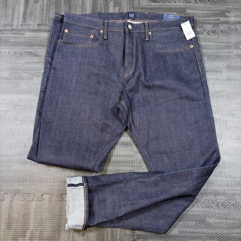 GAP Jeans Mens 36x32 Blue Kaihara Selvedge Denim Skinny NEW Raw Indigo Deadstock